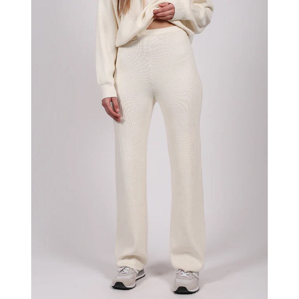 NEW Brunette The Label Cream KNIT Ribbed Pants | XS/S